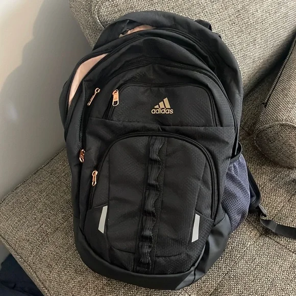 Adidas black and rose gold back pack